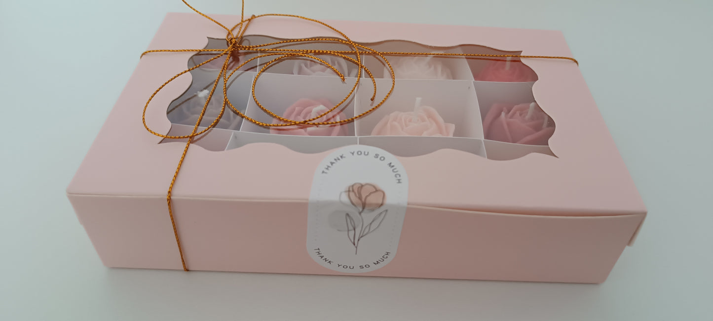 100% vegan 12 candles gift box for home your decor ideas, beautiful roses, soft colours for a relax and calm spaces