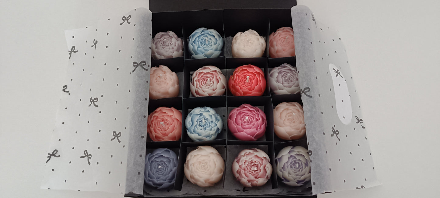 16 candles gift box for home your decor ideas, beautiful peonies, soft colours for a relaxed and calm spaces, soy wax