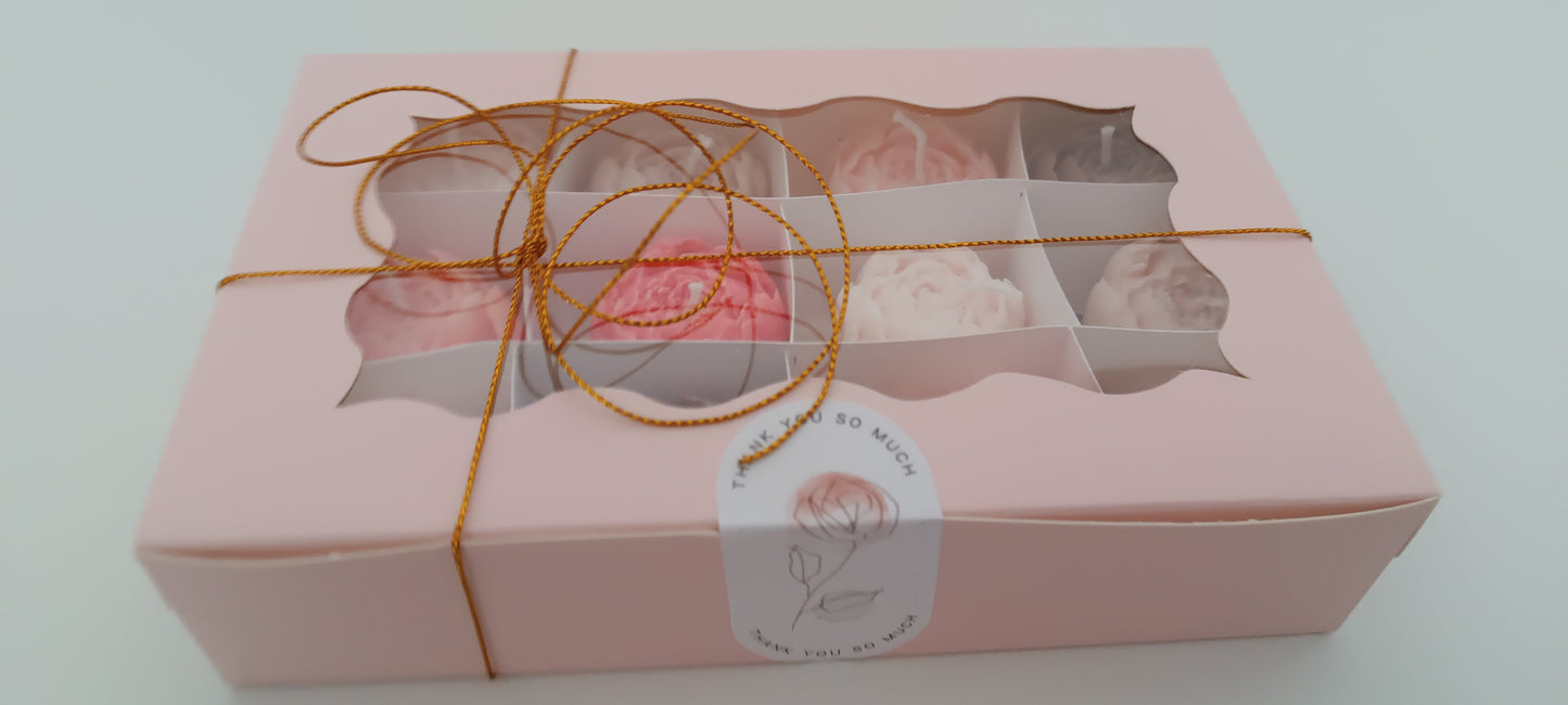 100% vegan candles gift box for home your decor ideas, beautiful peonies, soft colours to relax