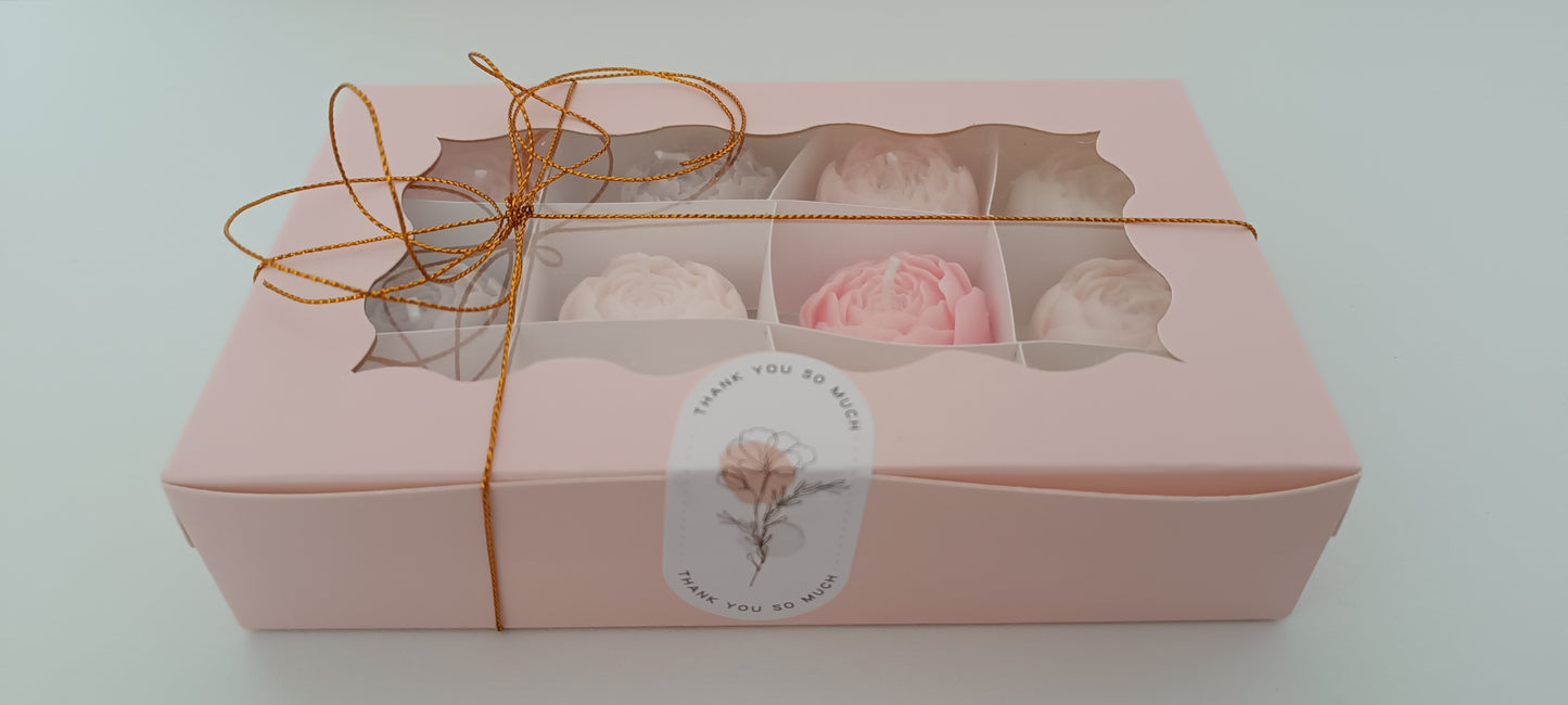 100% vegan candles gift box for home your decor ideas, beautiful peonies, soft colours to relax and calm spaces