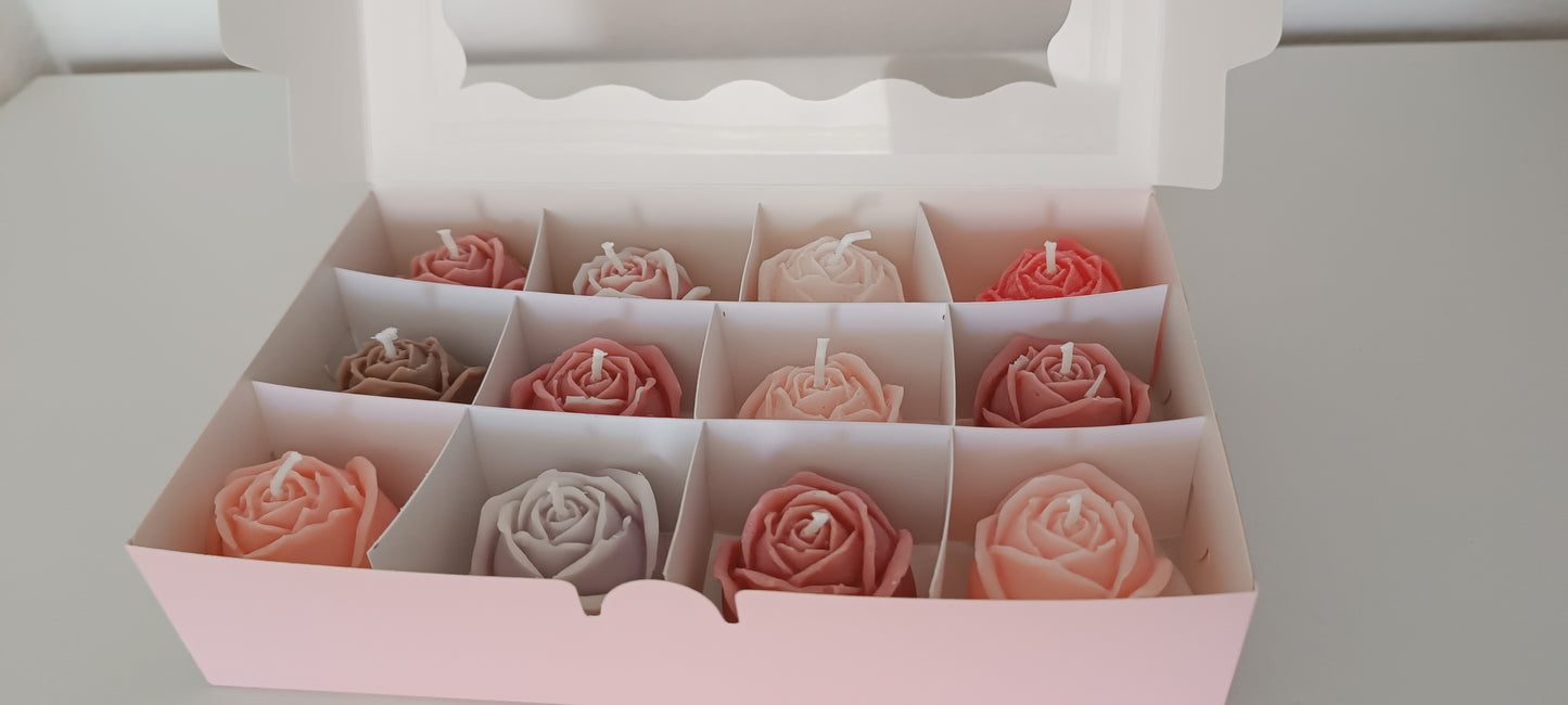 100% vegan 12 candles gift box for home your decor ideas, beautiful roses, soft colours for a relax and calm spaces