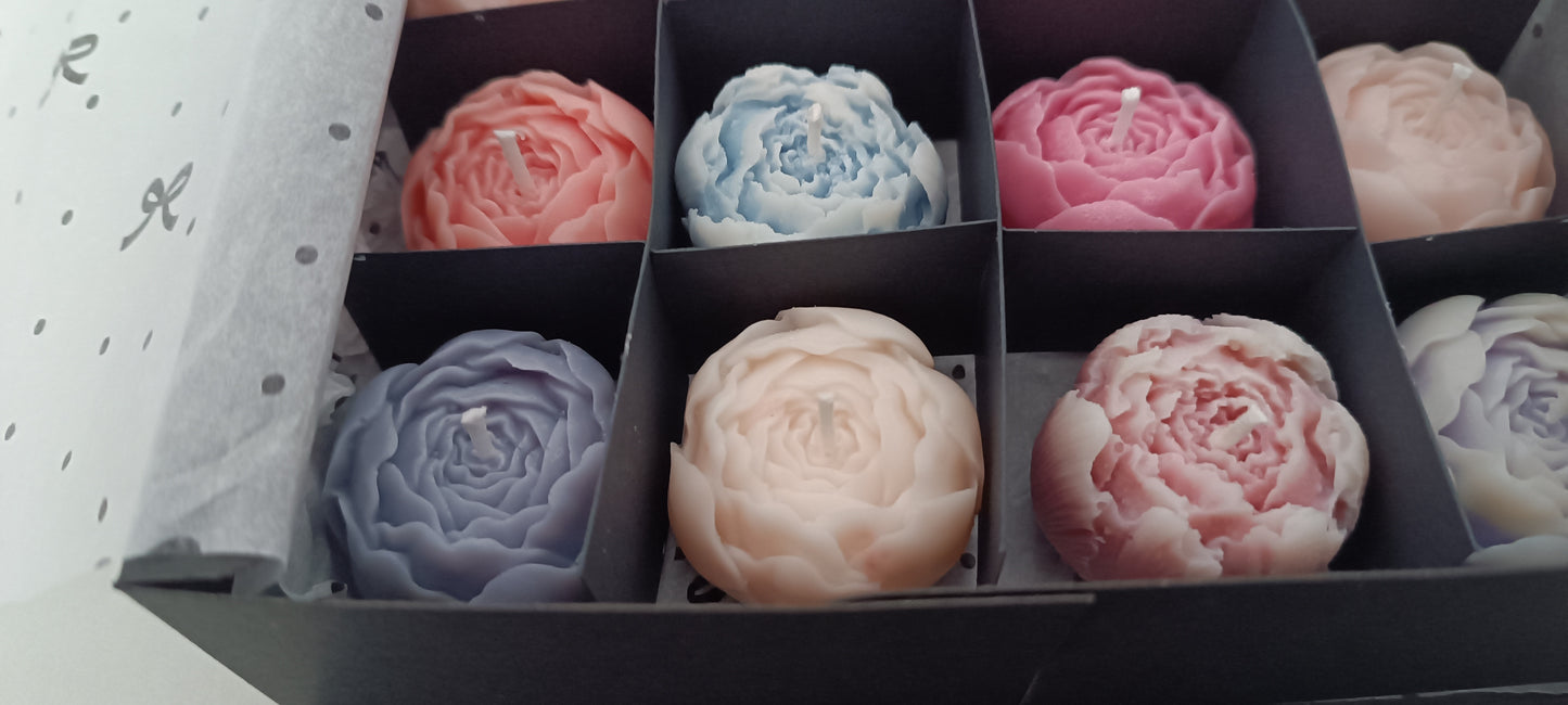 16 candles gift box for home your decor ideas, beautiful peonies, soft colours for a relaxed and calm spaces, soy wax