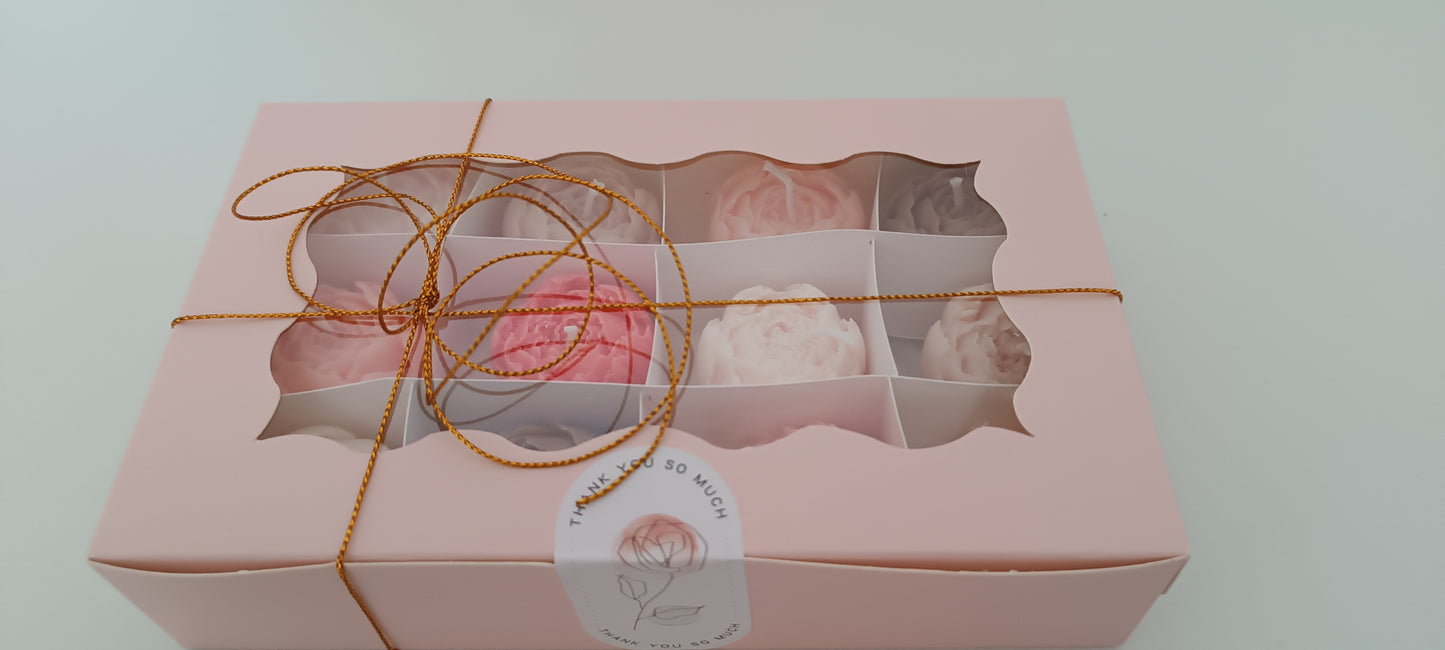 100% vegan candles gift box for home your decor ideas, beautiful peonies, soft colours to relax