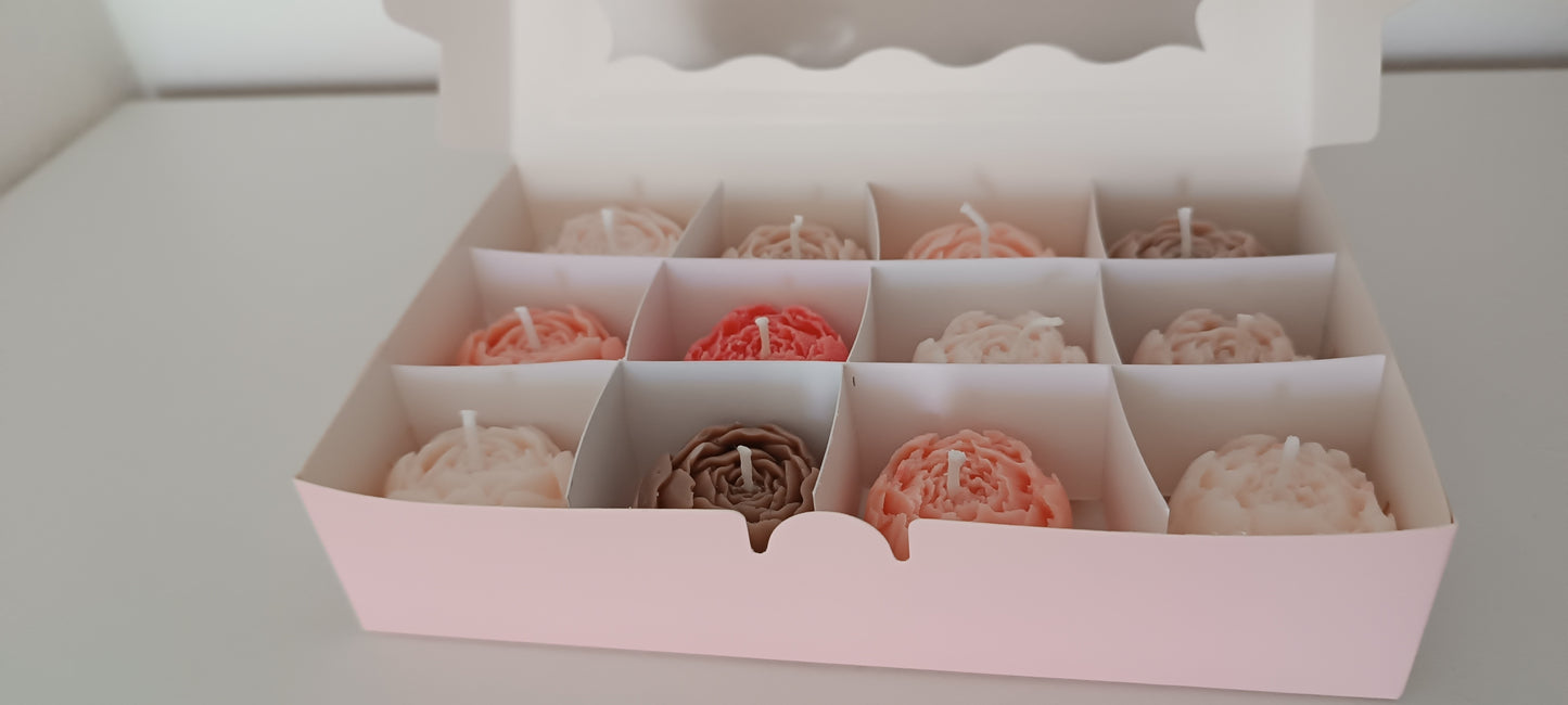 100% vegan candles gift box for home your decor ideas, beautiful peonies, soft colours to relax