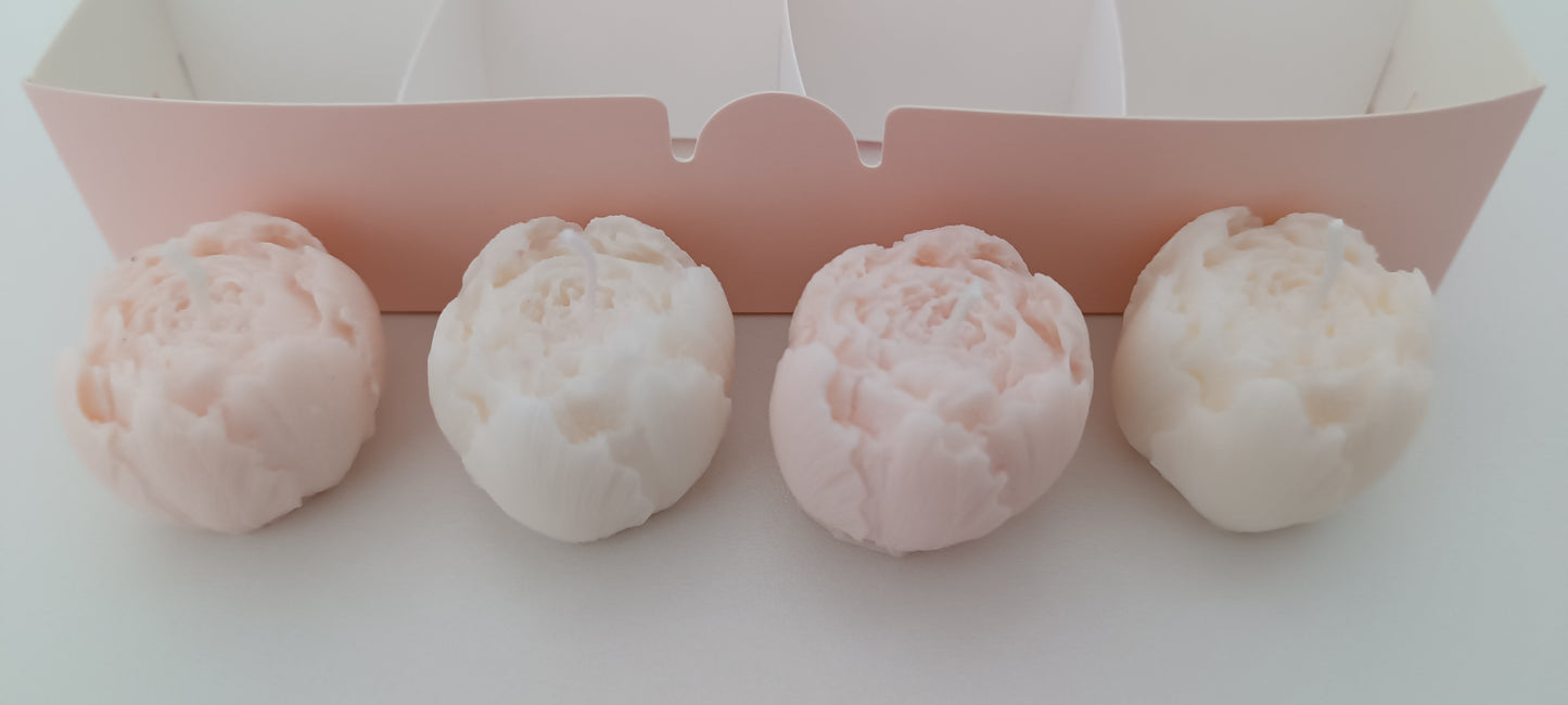 100% vegan candles gift box for home your decor ideas, beautiful peonies, soft colours to relax and calm spaces