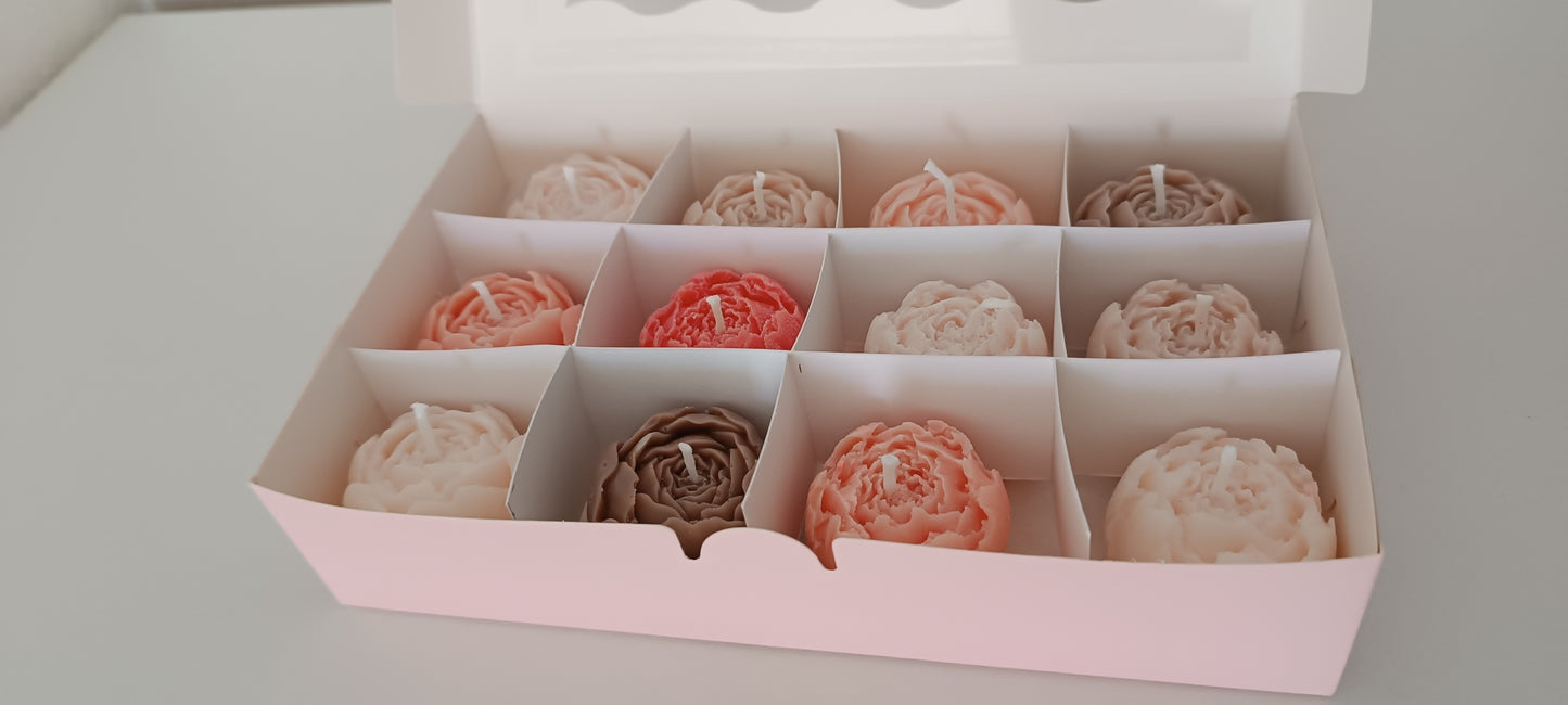 100% vegan candles gift box for home your decor ideas, beautiful peonies, soft colours to relax