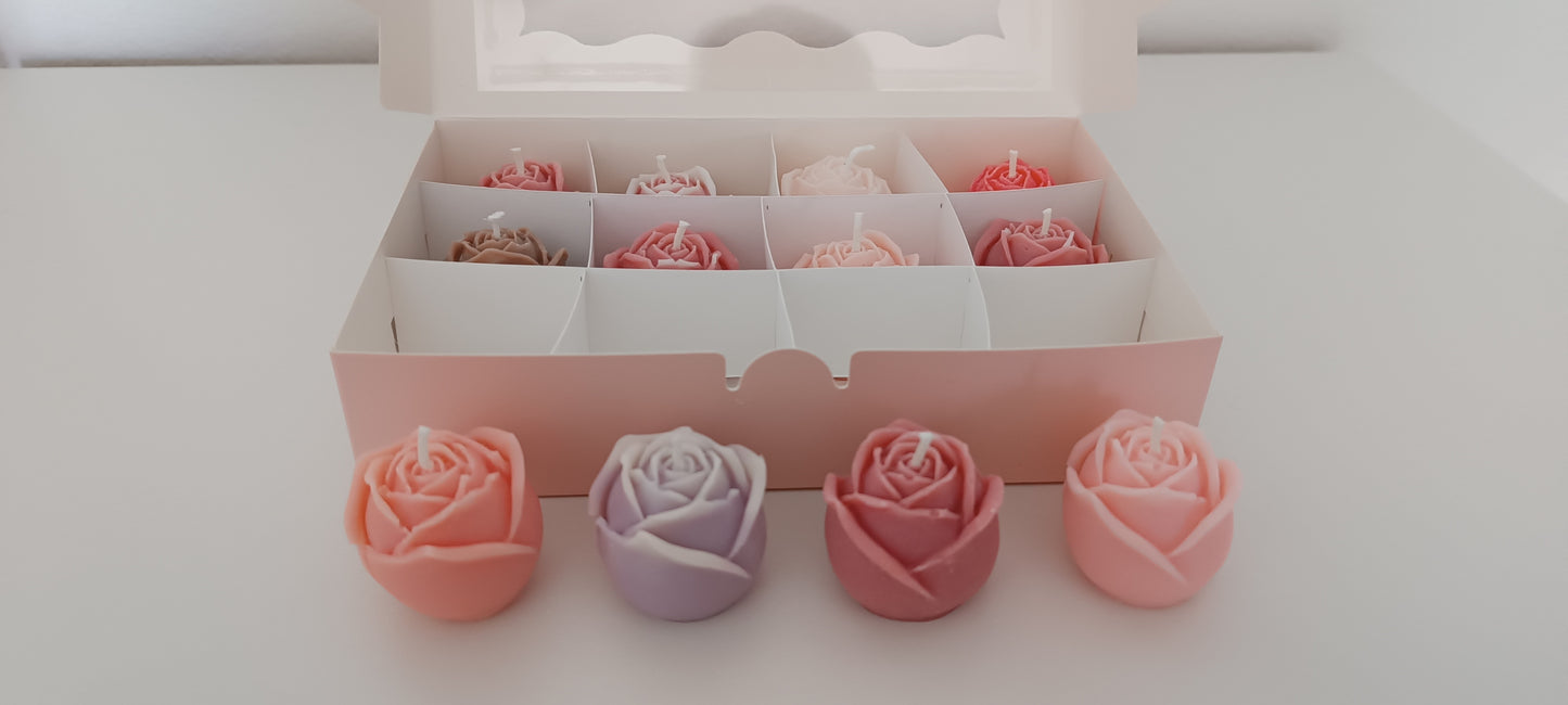 100% vegan 12 candles gift box for home your decor ideas, beautiful roses, soft colours for a relax and calm spaces