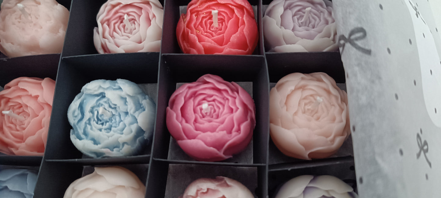16 candles gift box for home your decor ideas, beautiful peonies, soft colours for a relaxed and calm spaces, soy wax