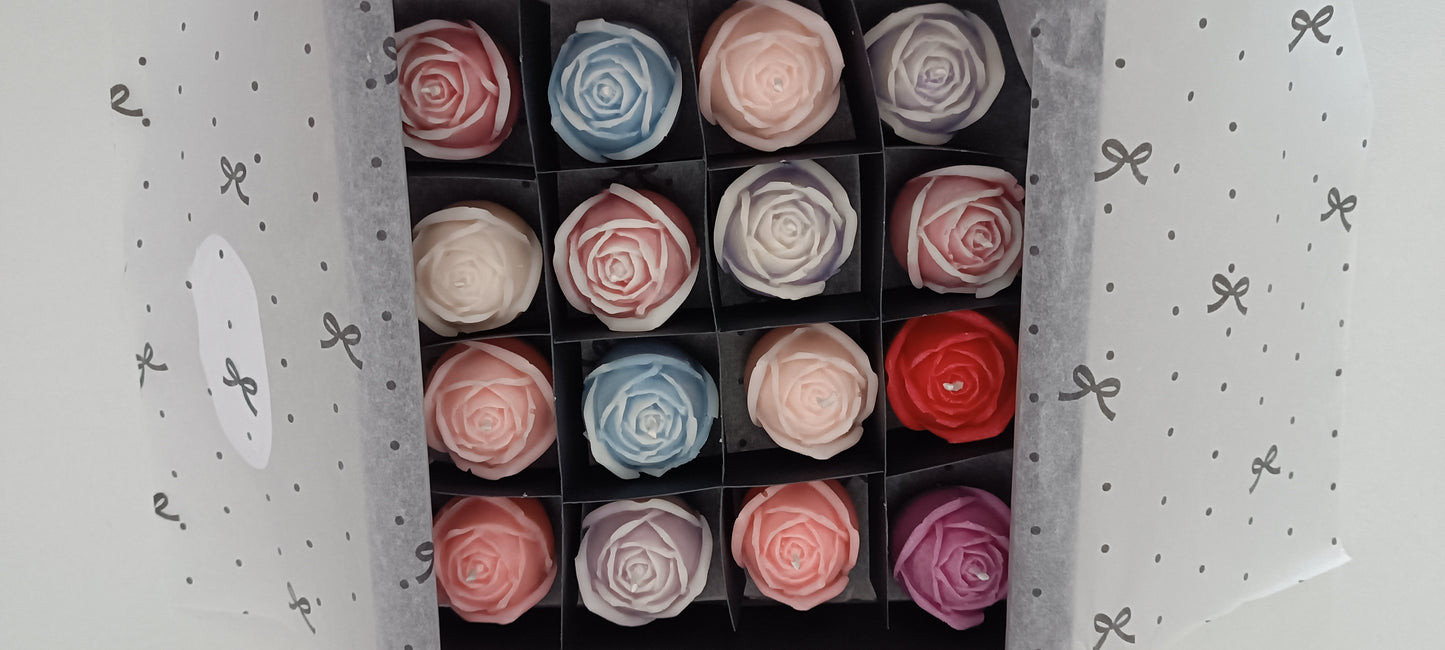 100% vegan 16 candles gift box for home your decor ideas, beautiful roses, soft colours for a relax and calm spaces
