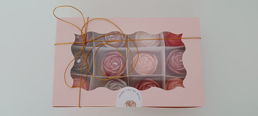 100% vegan 12 candles gift box for home your decor ideas, beautiful roses, soft colours for a relax and calm spaces