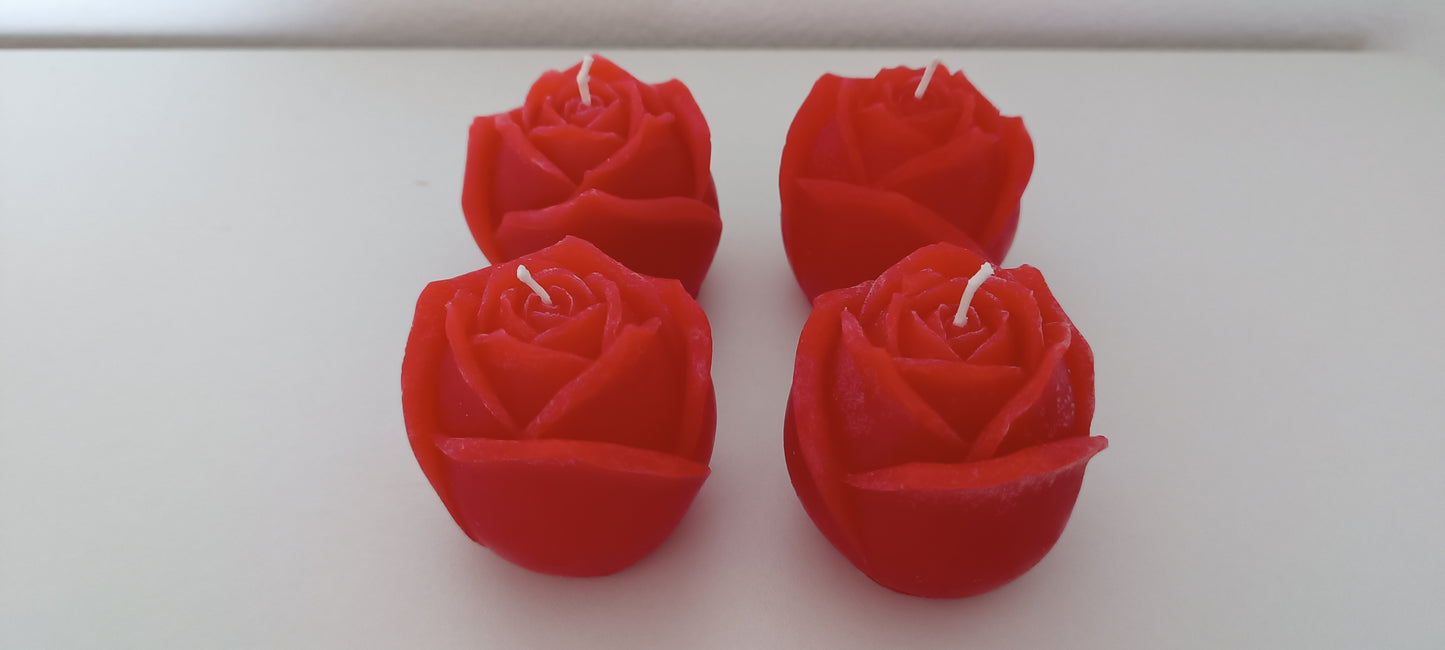 4 pack candles in roses shape for decoration - pack de 4 velas em forma de rosa para decoração