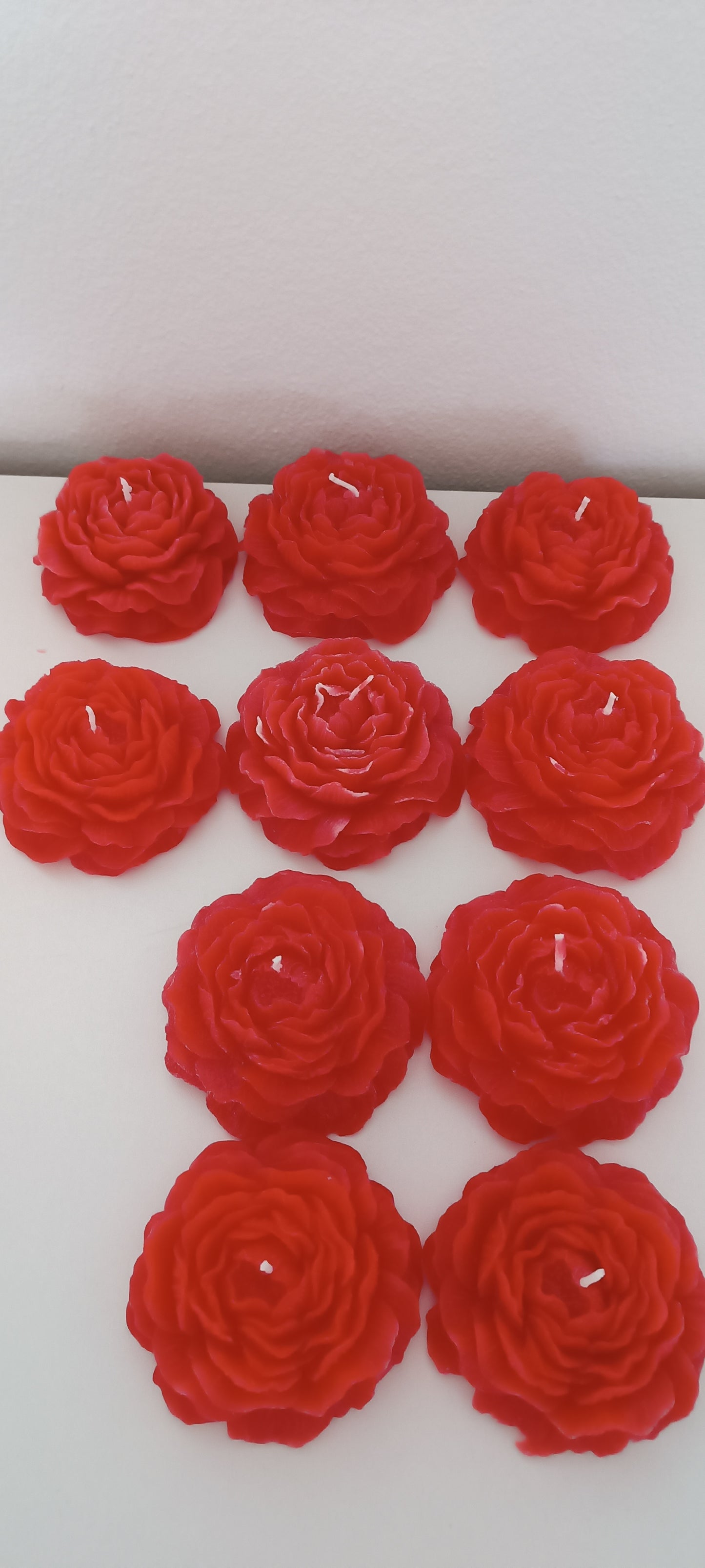 4 pack candles in peonies shape for decoration - pack de 4 velas em forma de peónias para decoração