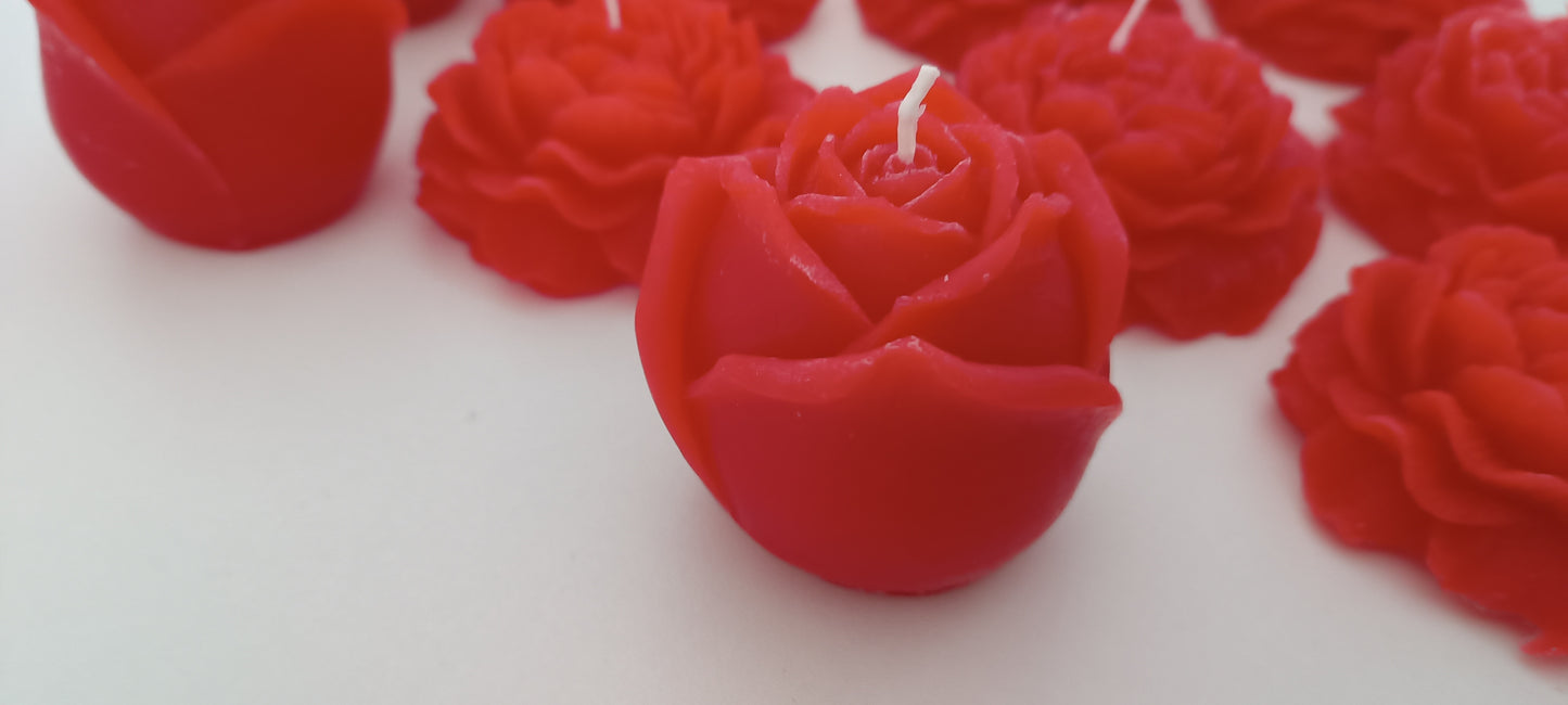 4 pack candles in roses shape for decoration - pack de 4 velas em forma de rosa para decoração