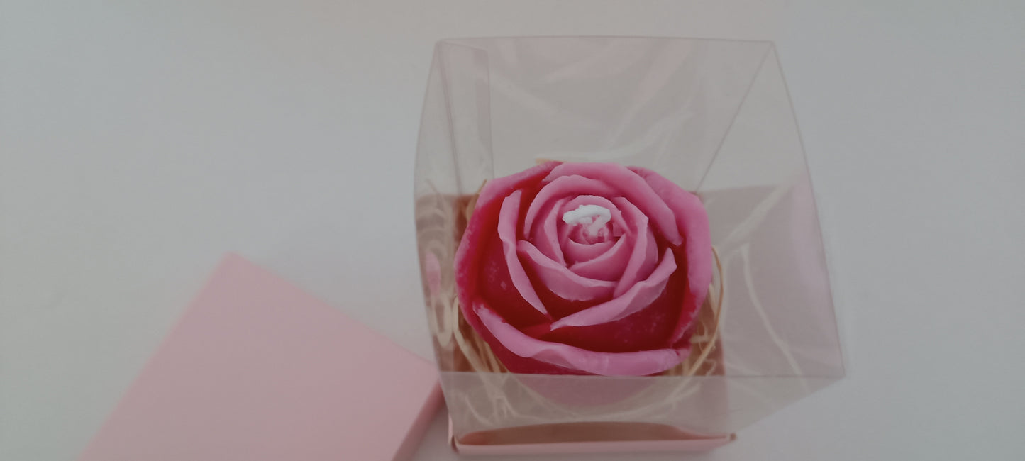 Linda vela em forma de rosa com 2 tons de rosa - beautiful candle rose with two shades of colour