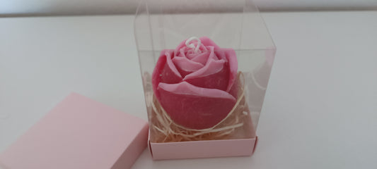 Linda vela em forma de rosa com 2 tons de rosa - beautiful candle rose with two shades of colour