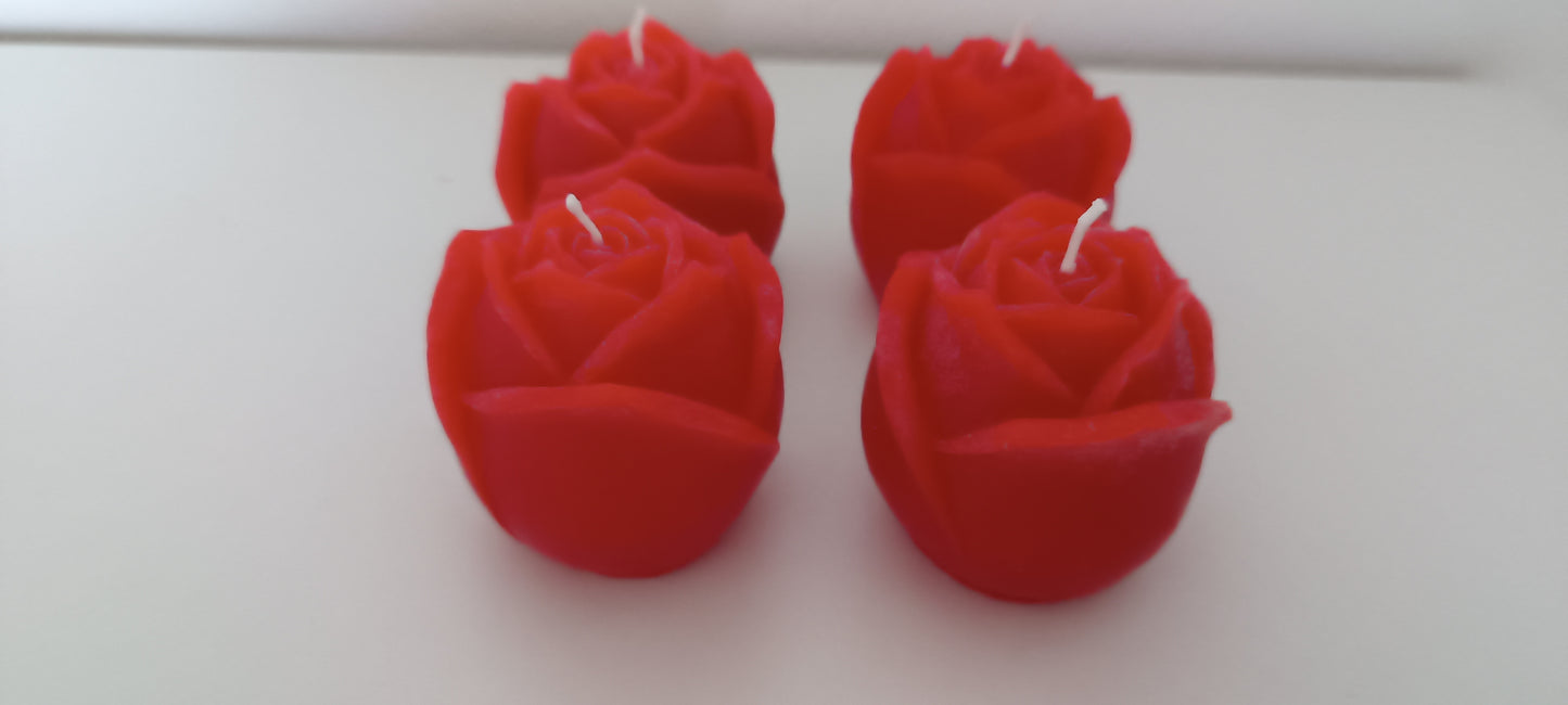 4 pack candles in roses shape for decoration - pack de 4 velas em forma de rosa para decoração